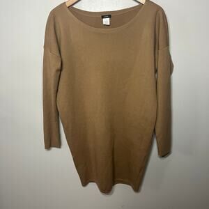 J. Crew Dress Knit Merino Wool Sweater Tan Dolman Sleeve Bodycon Comfy Office S